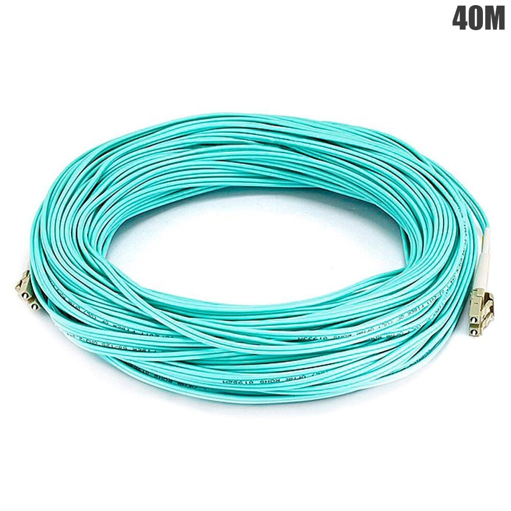 40m LC to LC 10Gb Duplex Multi Mode 50/125 Optic Fiber Optic Optical Cable Aqua