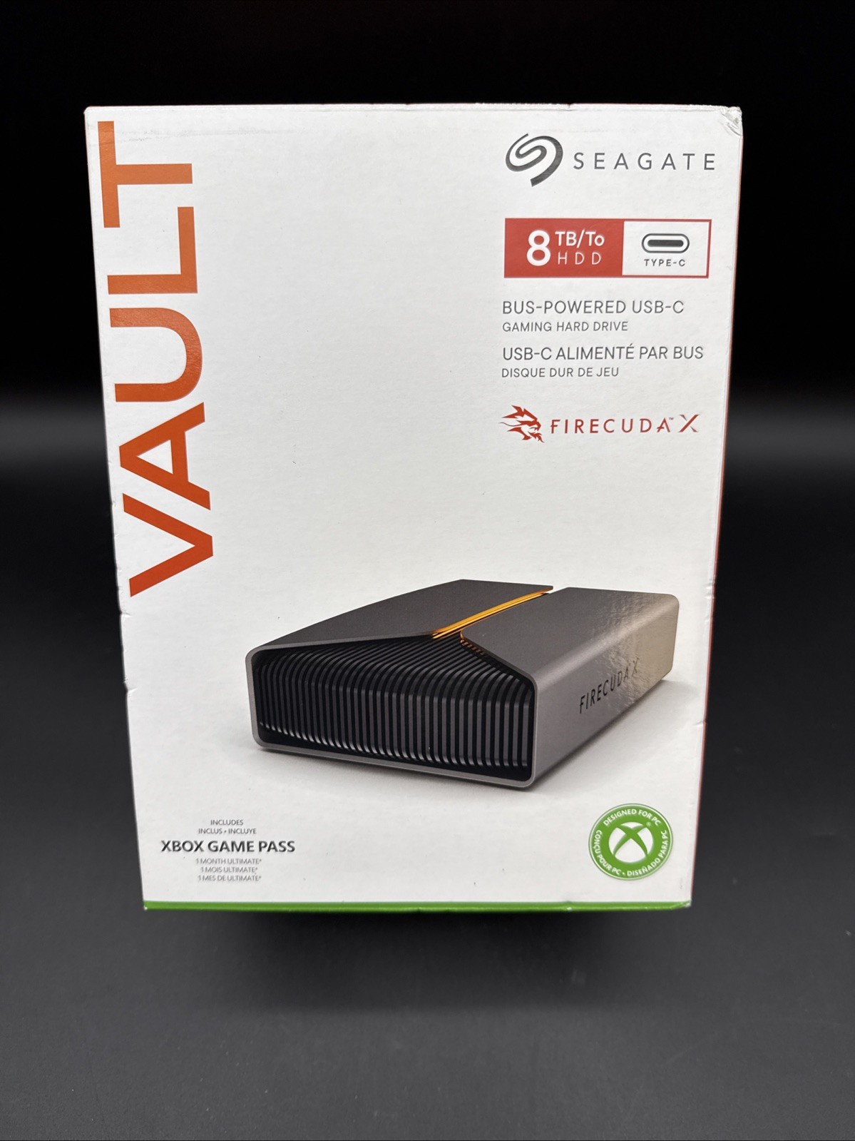 New Seagate Portable FireCuda X Vault 8TB USB-C to USB-A HDD 4B63P1-570