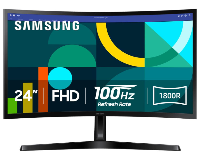 Samsung 24" Essential S3 (S36GD) Series FHD 1800R Curved Computer Monitor