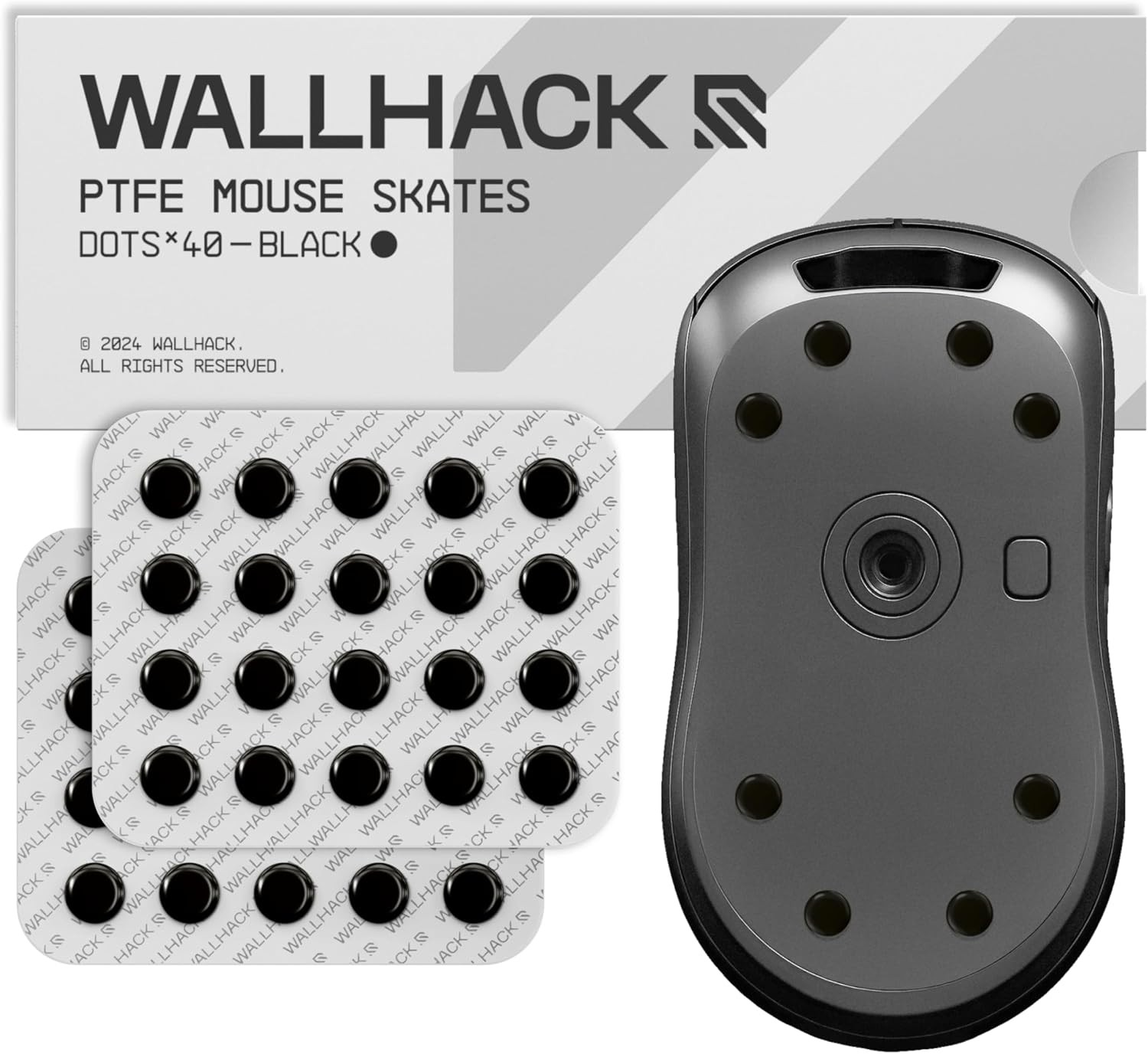 Wallhack PTFE Dot Mouse Skates Universal Gaming Mouse Feet Glide Black 7mm x 7mm