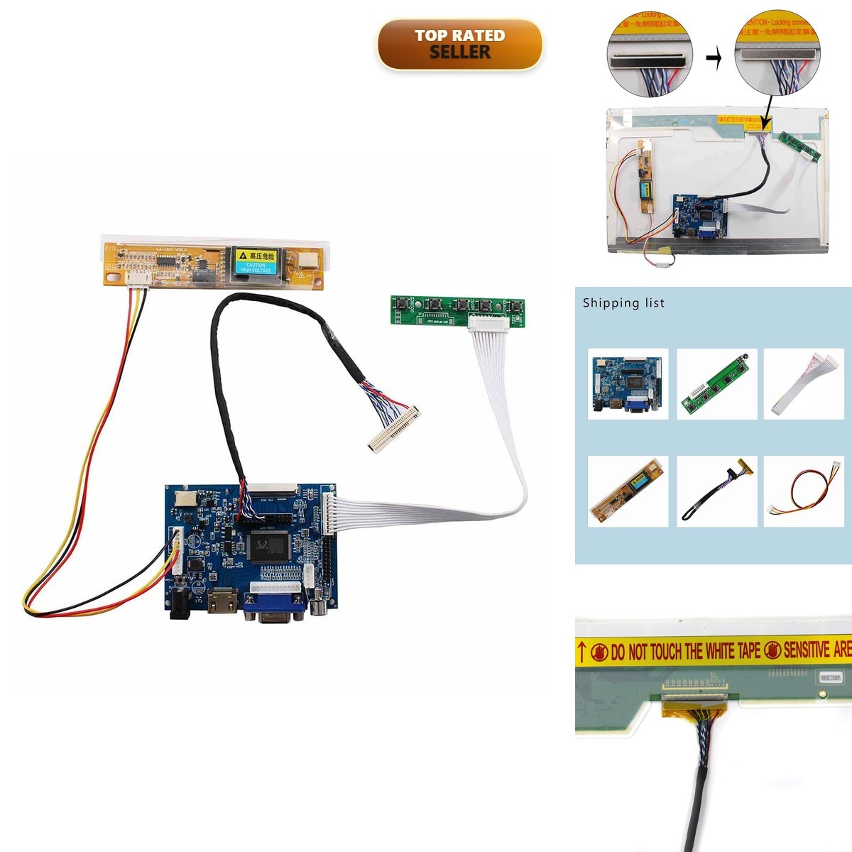 VGA 2AV LVDs Controller Board 30Pin for 14.1" 15.4" 1280x800 LCD Panel