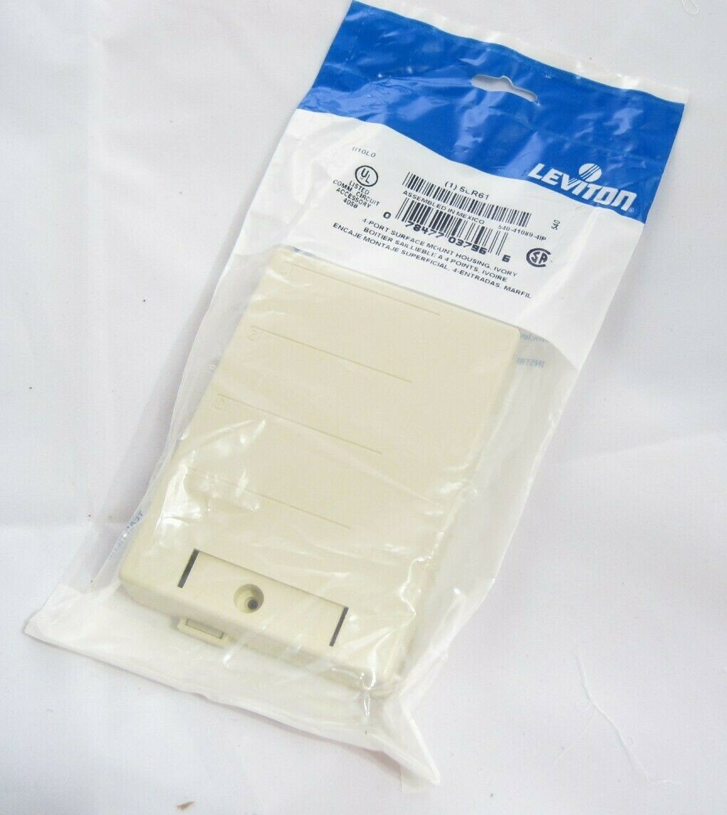 LEVITON 41089-4IP Surface-Mount QuickPort Box - 4-Port - Ivory - PPD Shipping