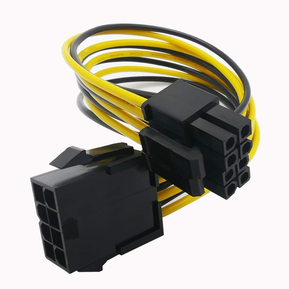 ZLKSKER 8 Pin CPU Power Cable/Adapter (8 Inch, 18AWG), (4+4) Male Black