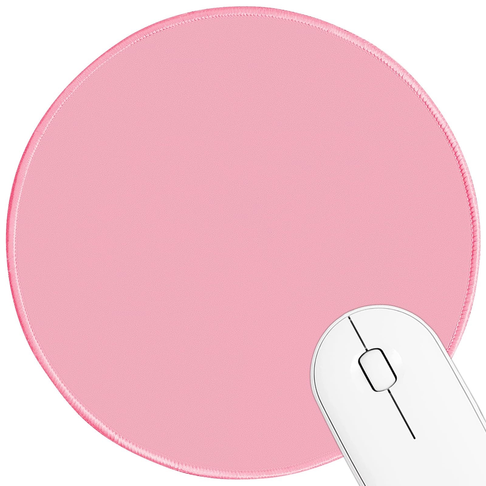 Round Mouse pad, high-end Texture, Sewn Edge Design, 8.6L x 8.6W inches, Pink 