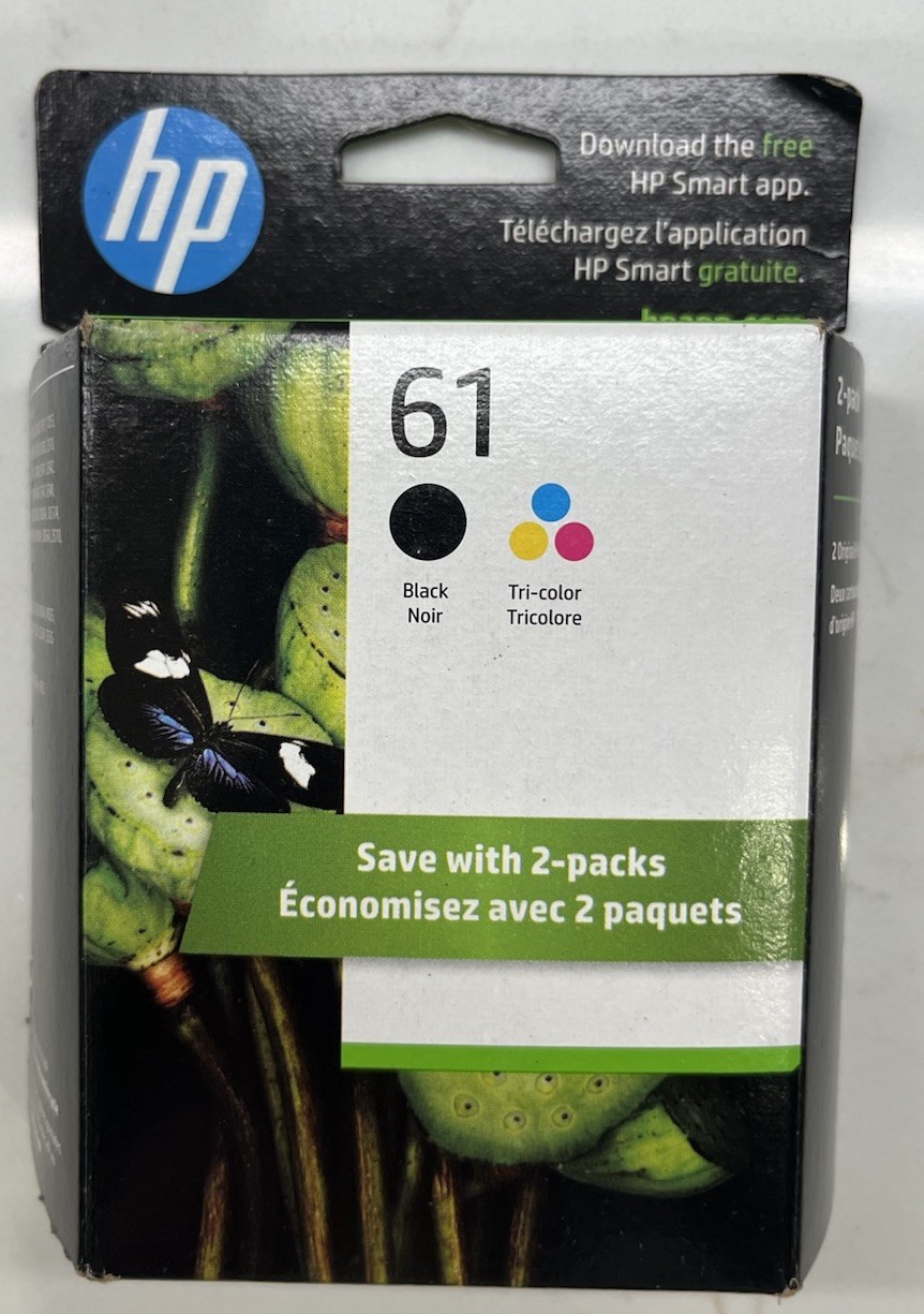 HP 61 Ink Cartridges Black & Tri-Color Combo Pack Genuine OEM 04/2024