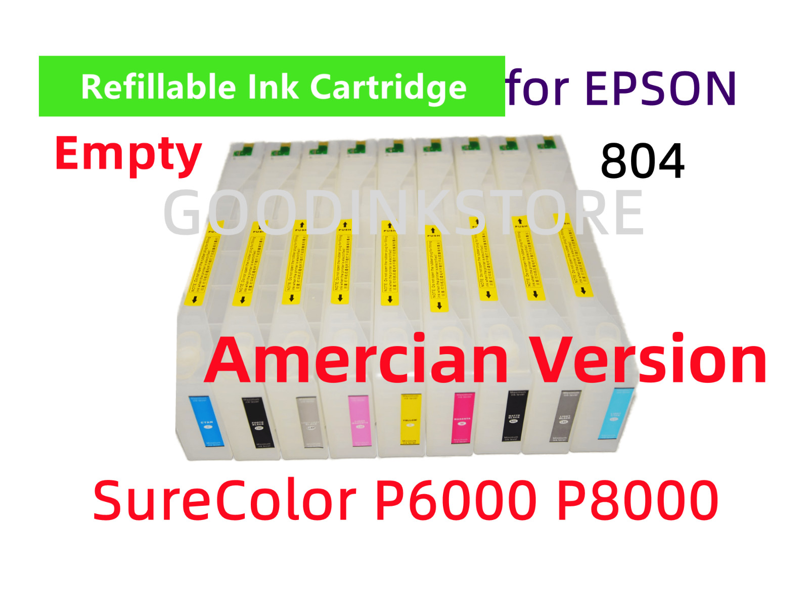 9 Empty Refillable Ink Cartridge for Epson P6000 P8000 Printer 804 w/ chip **
