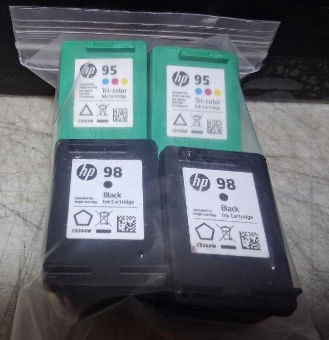 Set 4 Genuine HP 95 Black & 98 Color Inkjet Cartridges Seal Intact NO BOX NO BAG