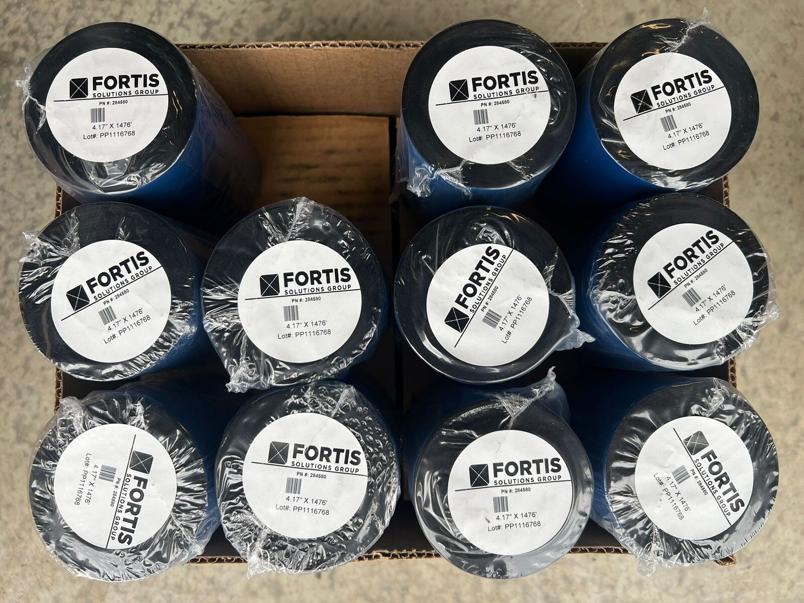 Box Of 11 Fortis Solutions Group 4.17" x 1476' Black Wax Ribbon 284580 New