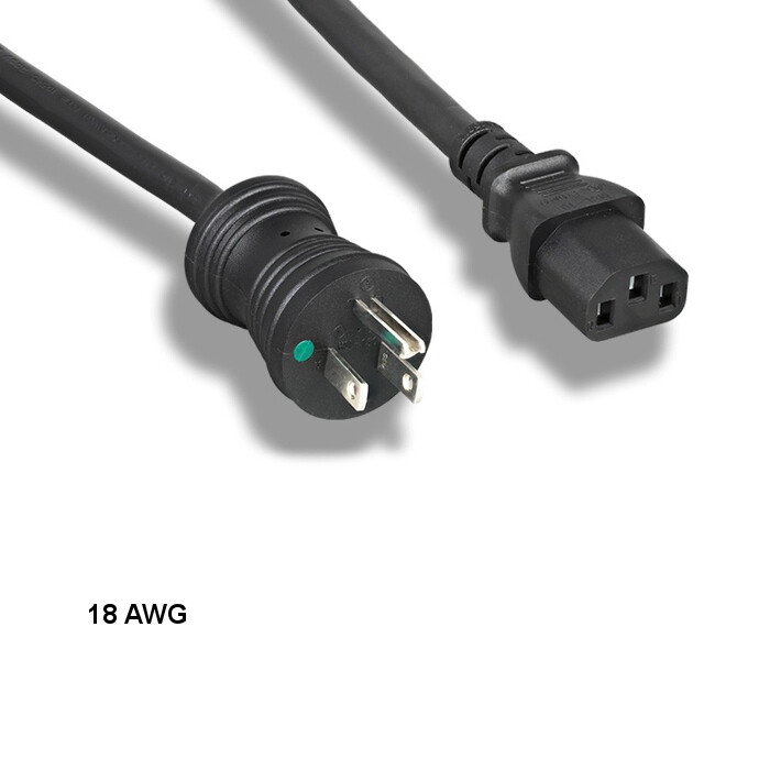 10PCS 15ft 18 AWG Hospital Grade Power Cable NEMA 5-15P to C13 10A/125V Blk