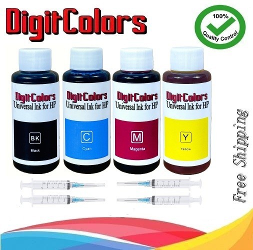 4-Color Bulk Ink Refill Kit for HP Inkjet Printer Cartridges 400ml total
