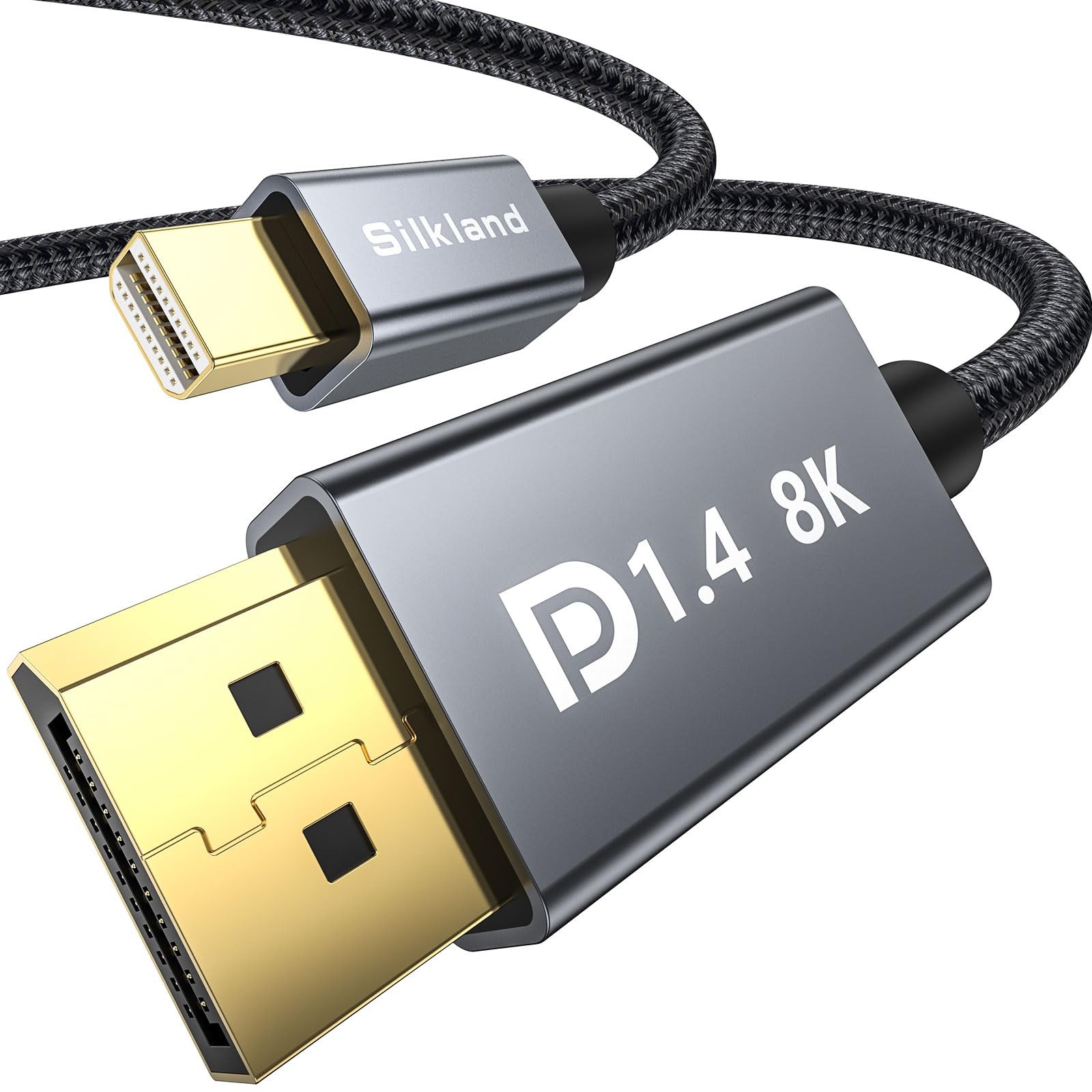 Silkland 8K Mini DisplayPort to DisplayPort 1.4 Cable, 32.4Gbps, 6.6FT
