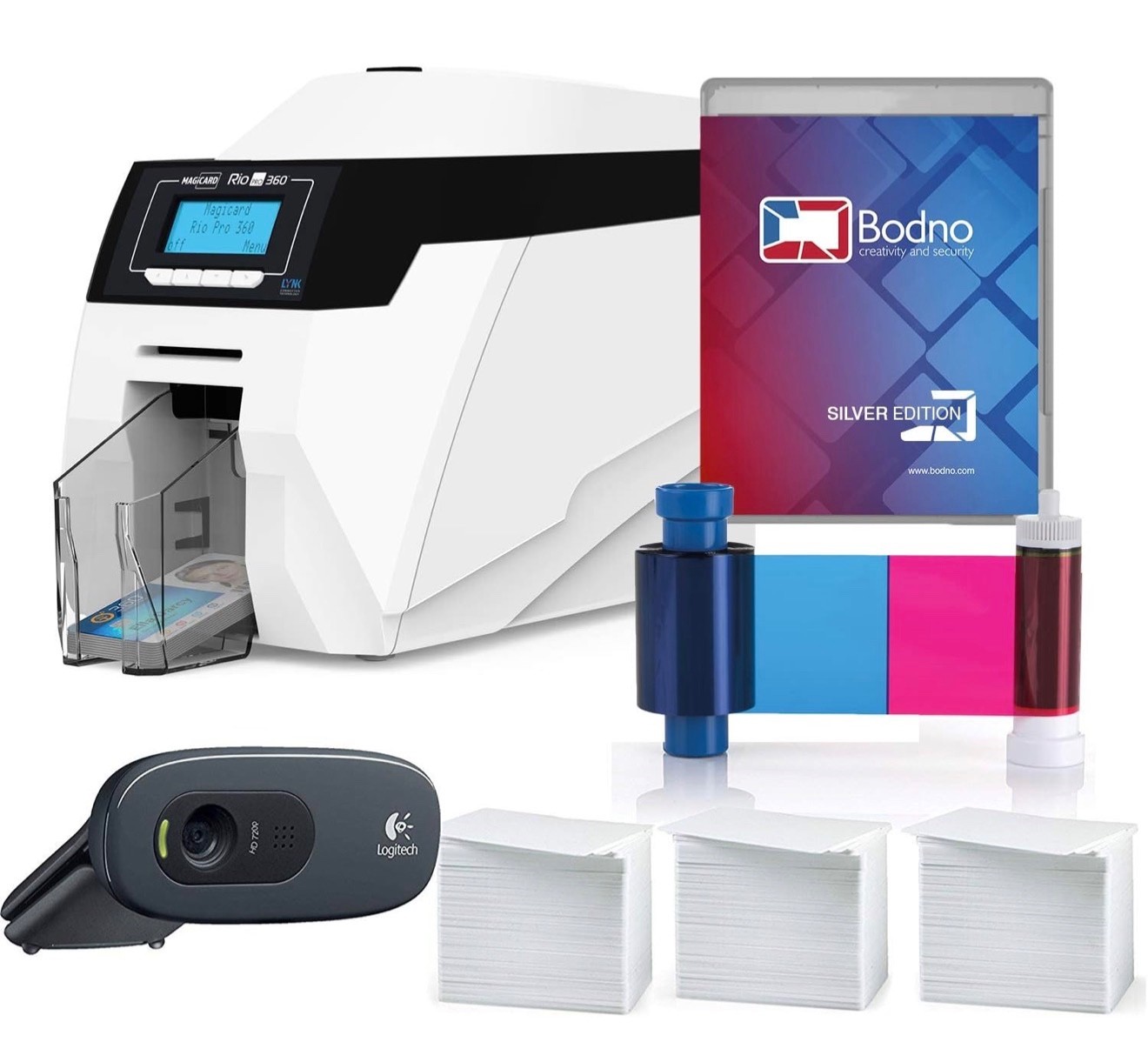 Magicard Rio Pro 360 Double Sided Colour ID Card Printer +PSU+USB+CARDS+DYE FILM