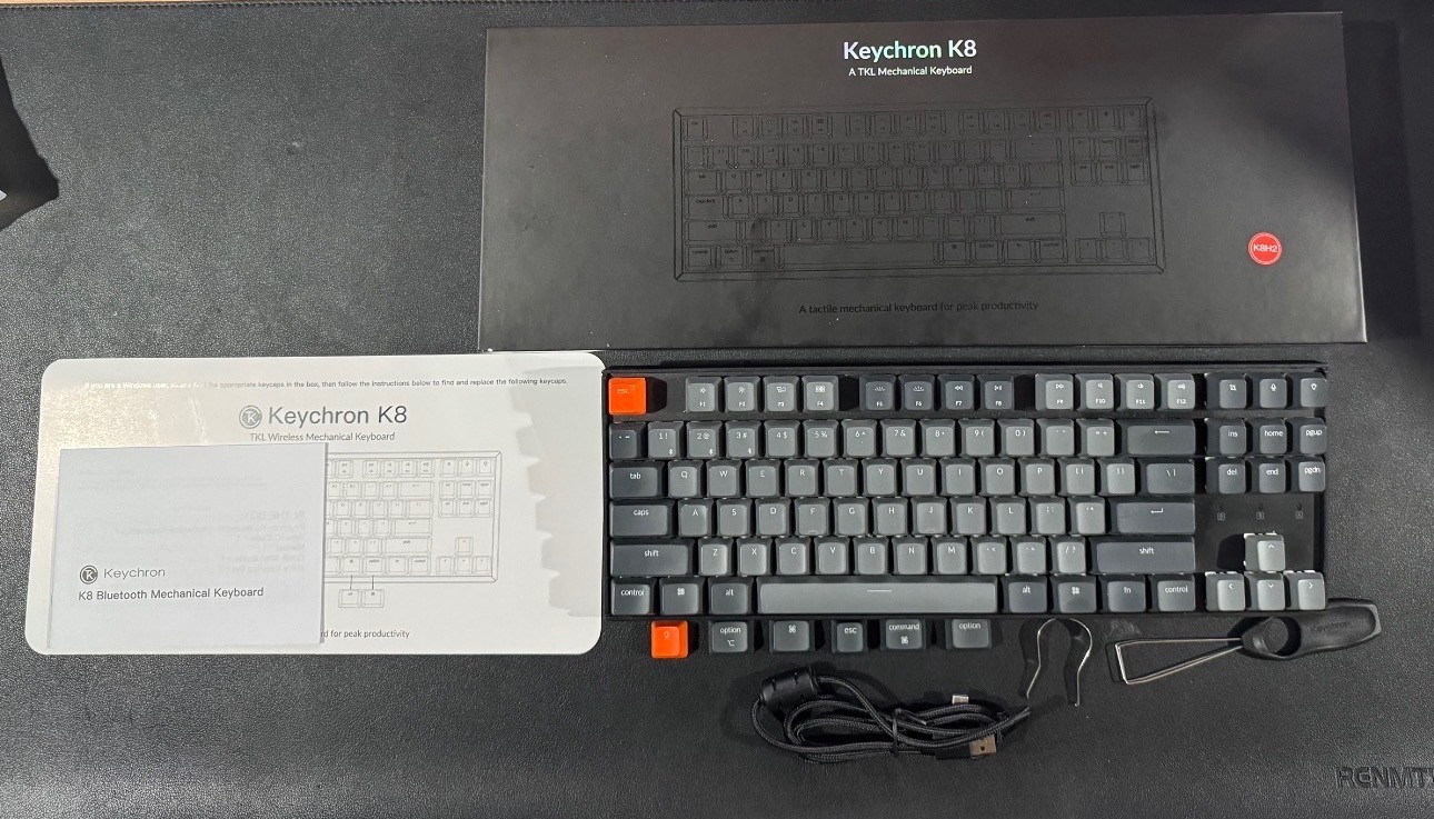 Keychron K8 Tenkeyless Wireless Mechanical Keyboard, RGB, K8H2, Blue Switch