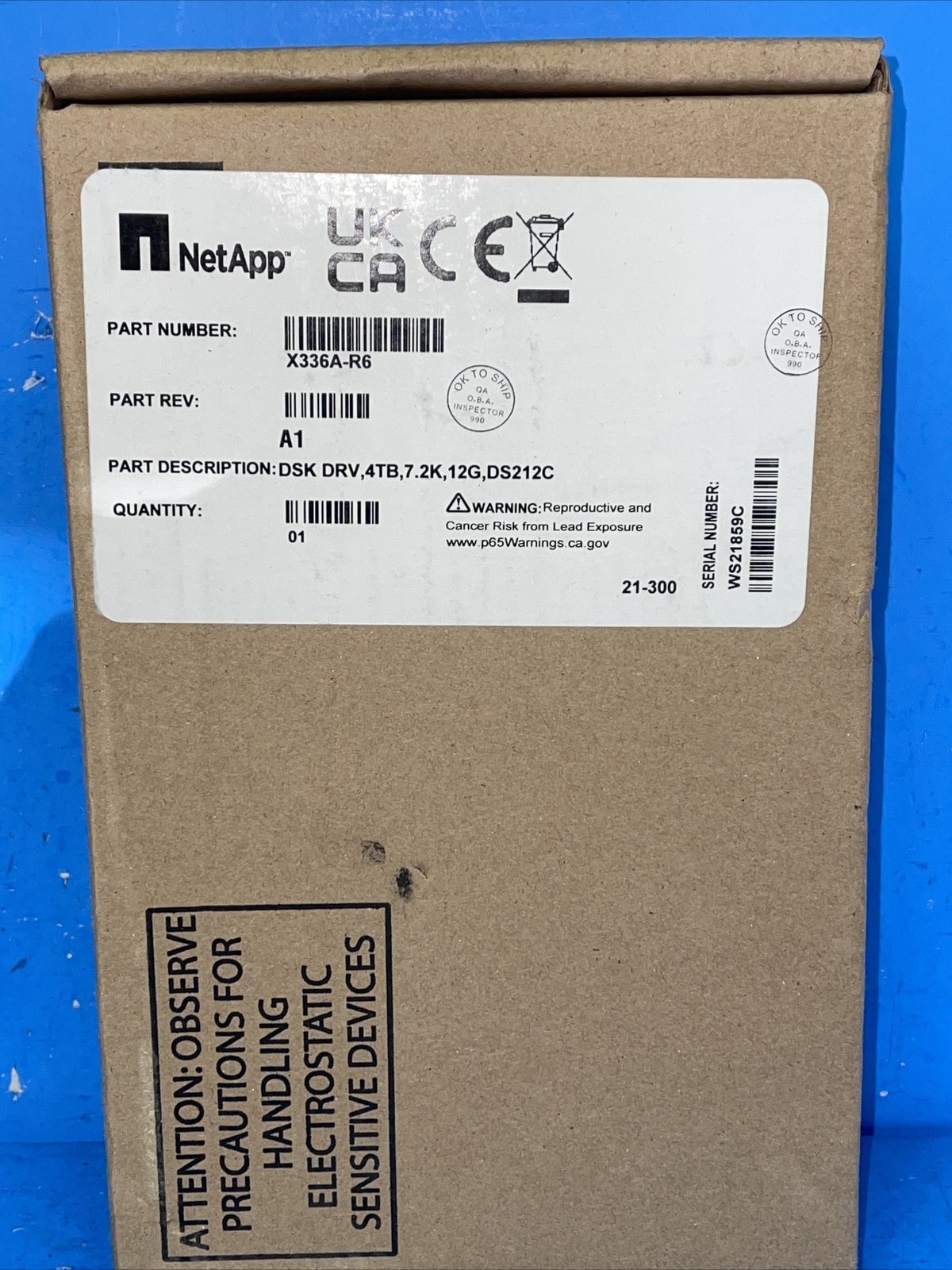 NetApp X336A-R6 4TB 7.2K 12Gbps SAS VT Modular SAN Array