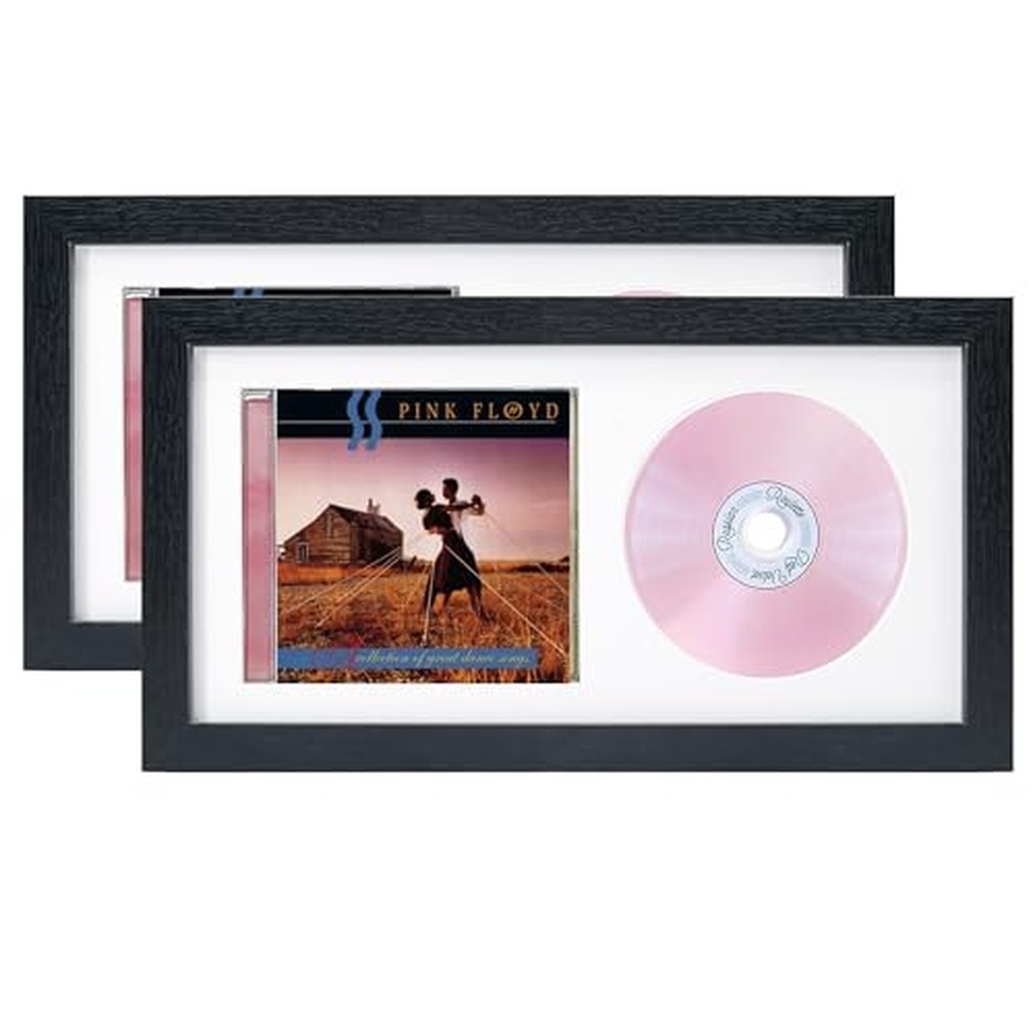 2 Pack 14.4" x 7.9" CD Display Frame for Disc and CD Box White Mat(2 Pack) 1CD