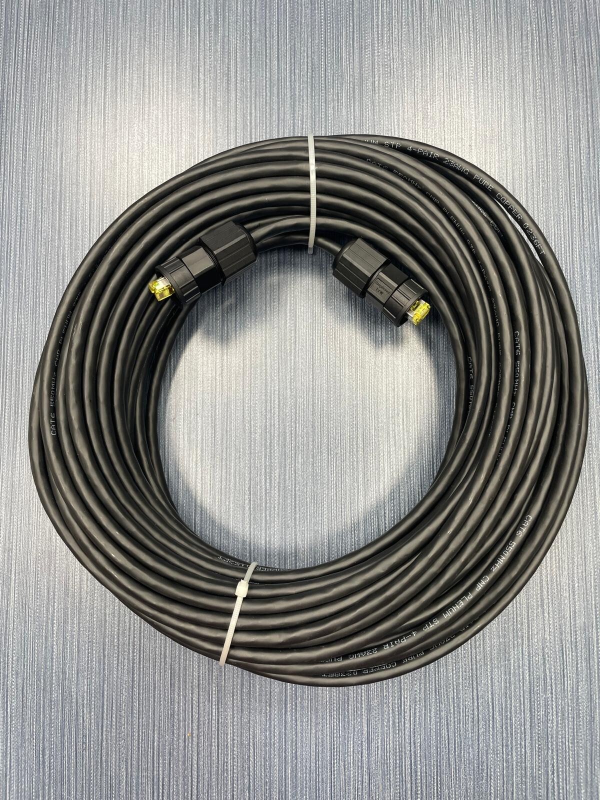 100 ft CAT6 Cable With Ruggedized Amphenol Connectors 550MHz CMP Plenum STP