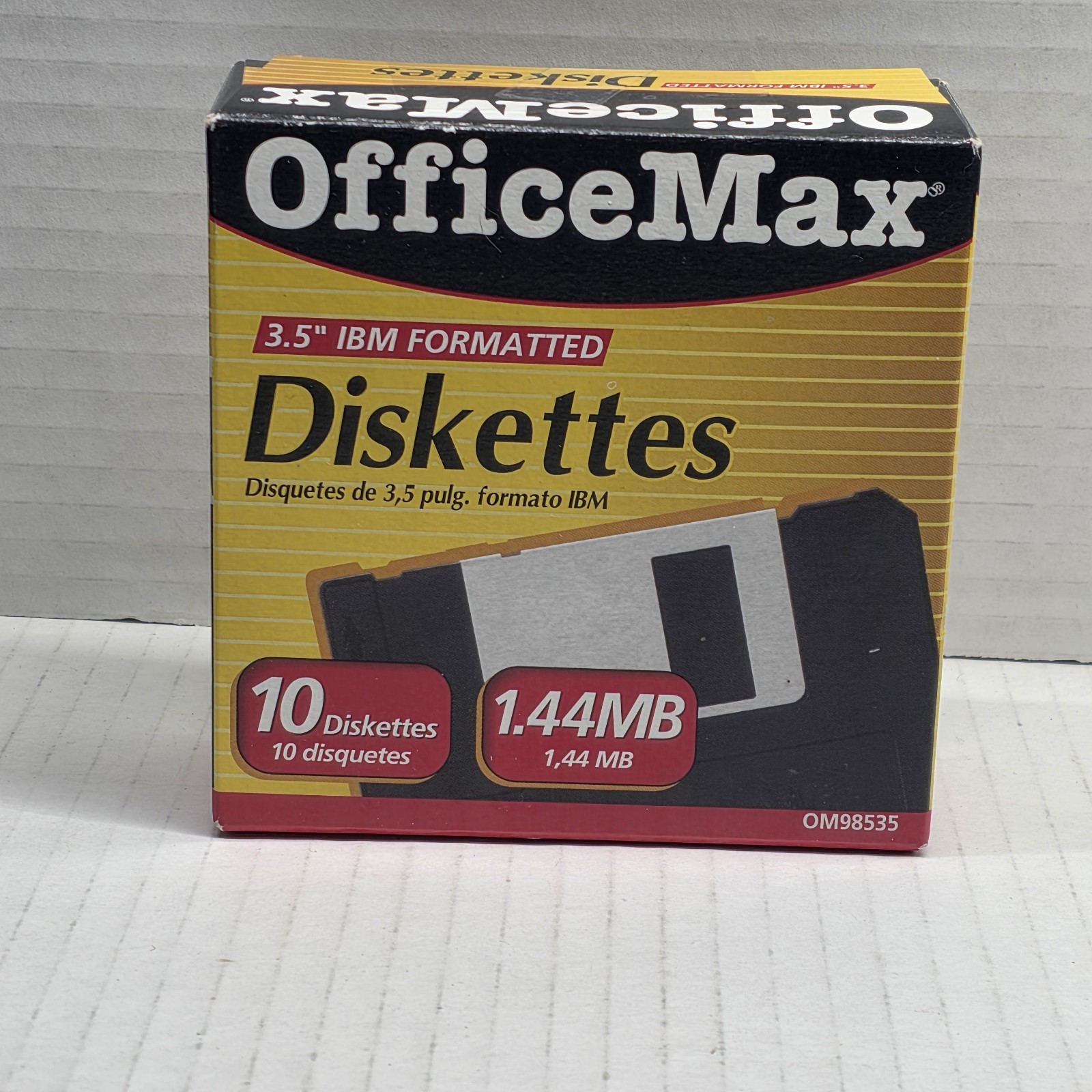 OfficeMax 3.5” Floppy Diskettes 1.44MB IBM Formatted 10 Pack New Sealed Box USA