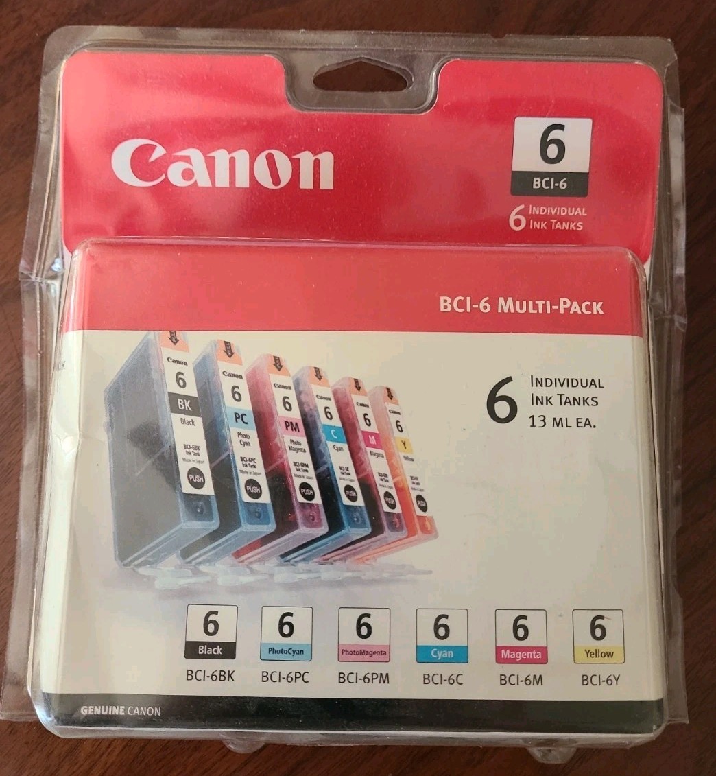 Genuine Canon BCI-6 Multi Pack Color Ink Cartridges 6 Pack Brand New Sealed
