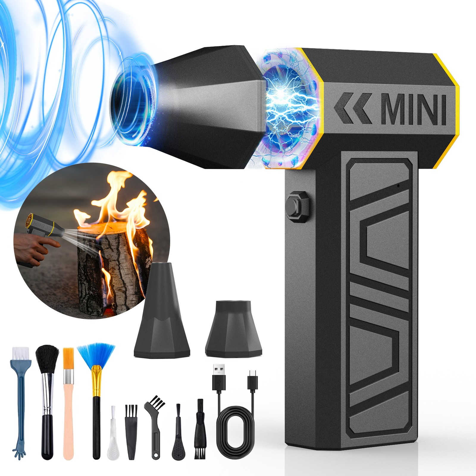 Powerful Compressed Air Duster Portable Cordless 180,000 RPM 3 Speed Modes Wind