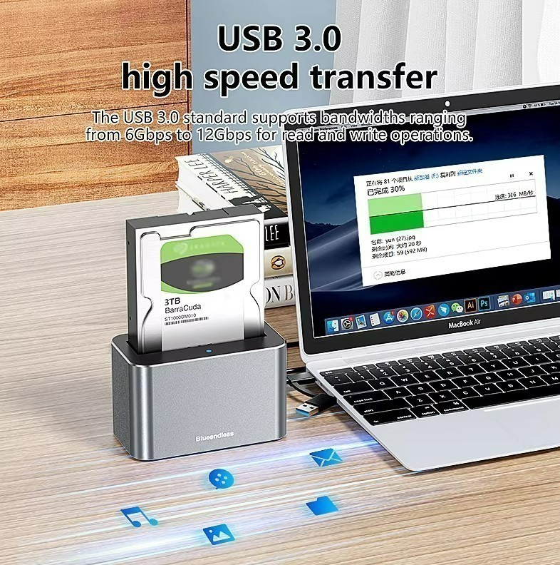 Update Blueendless 2.5/3.5'' SAS/SATA Hard Disk External Case Sata to USB 3.0 US