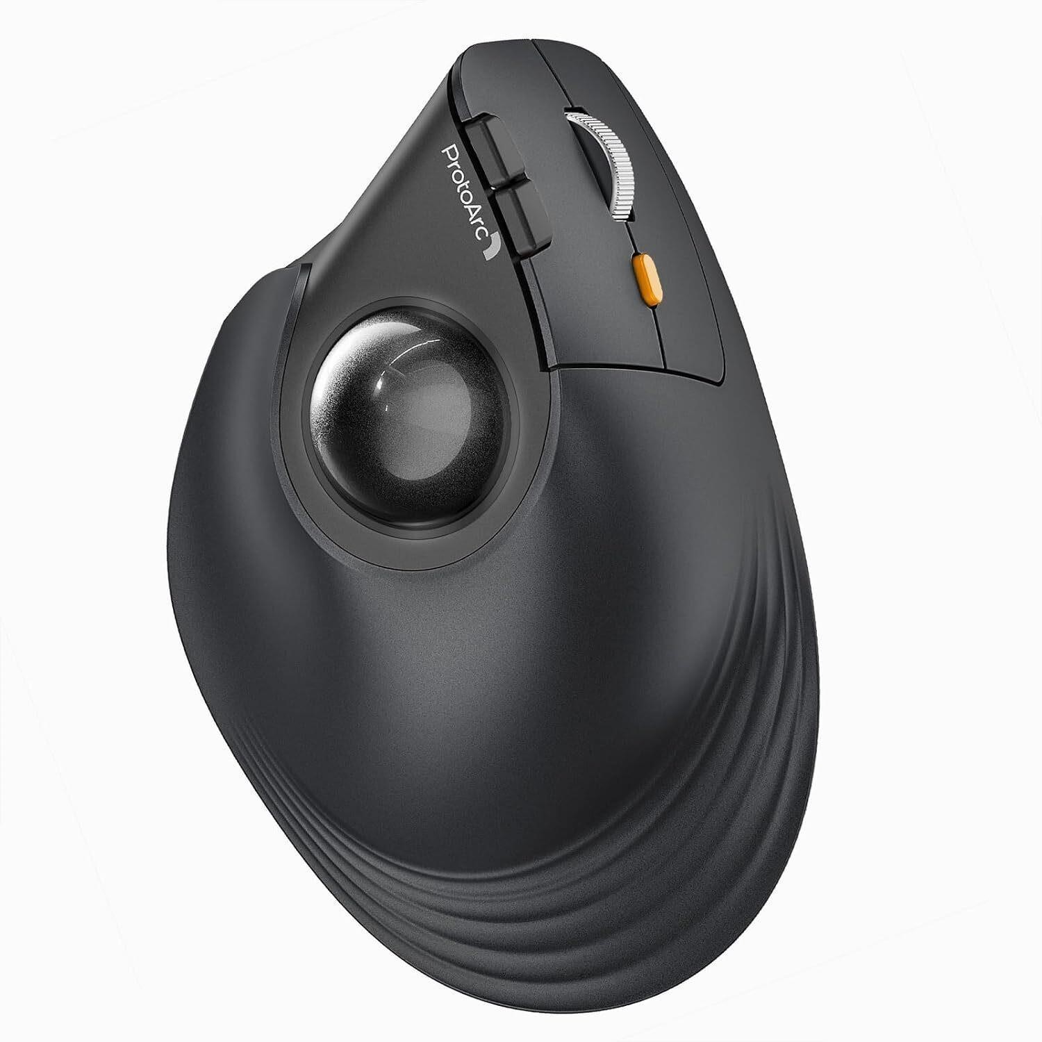 ProtoArc EM05NL Ergonomic Wireless Bluetooth Trackball Mouse Chargeable, Grey