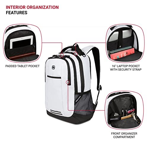 SWISSGEAR CECIL 5505 LAPTOP BACKPACK, FITS 16 INCH LAPTOP - WHITE TARPAULIN