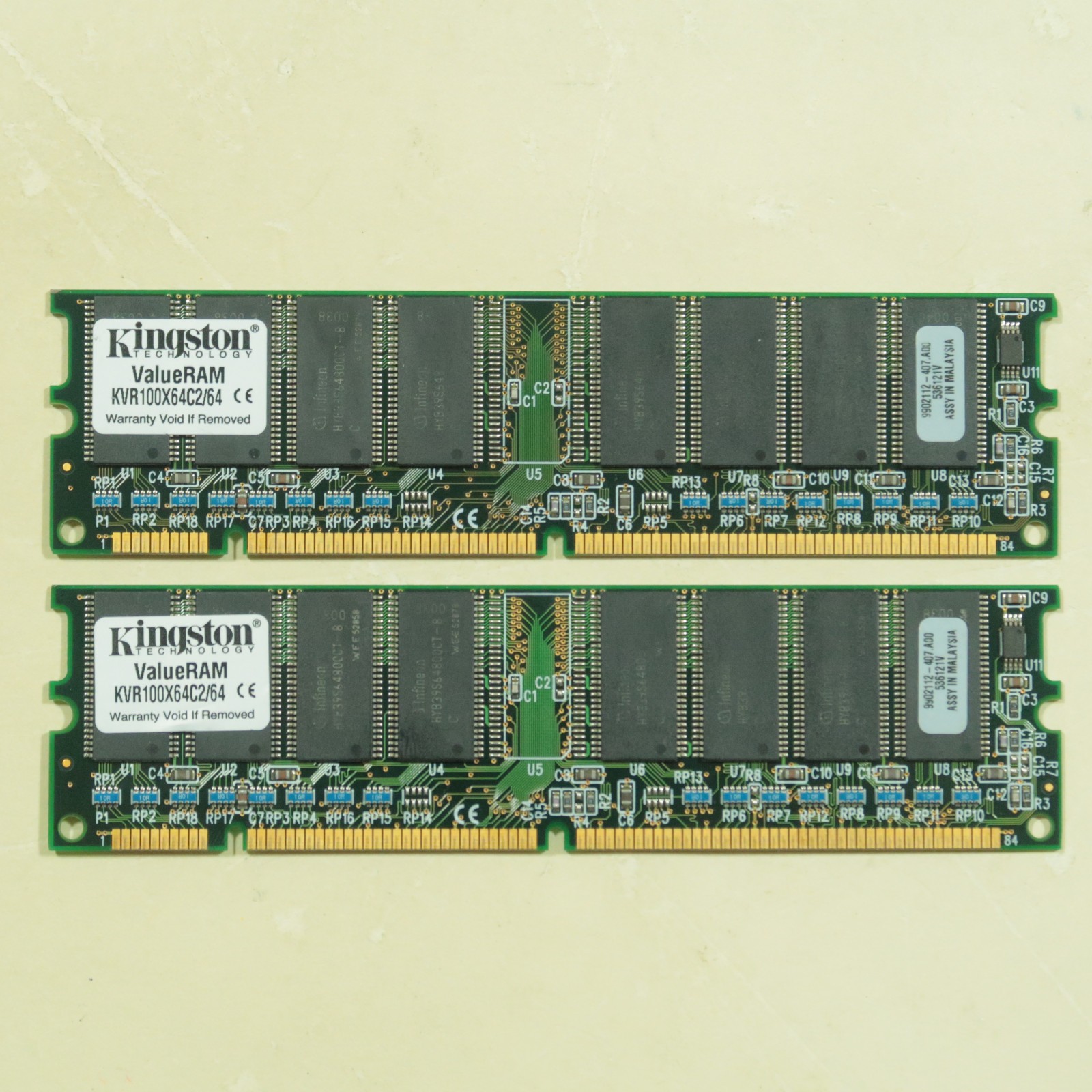 Kingston 128MB (64MB x 2) PC100 100MHz SDR SDRAM 168-Pin RAM Non-ECC CL2 UDIMM