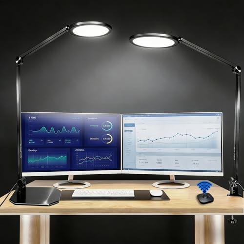 Pro LED Desk Lamp with Remote Control, Eye-Caring CRI95+ Dimmable 2 PACK