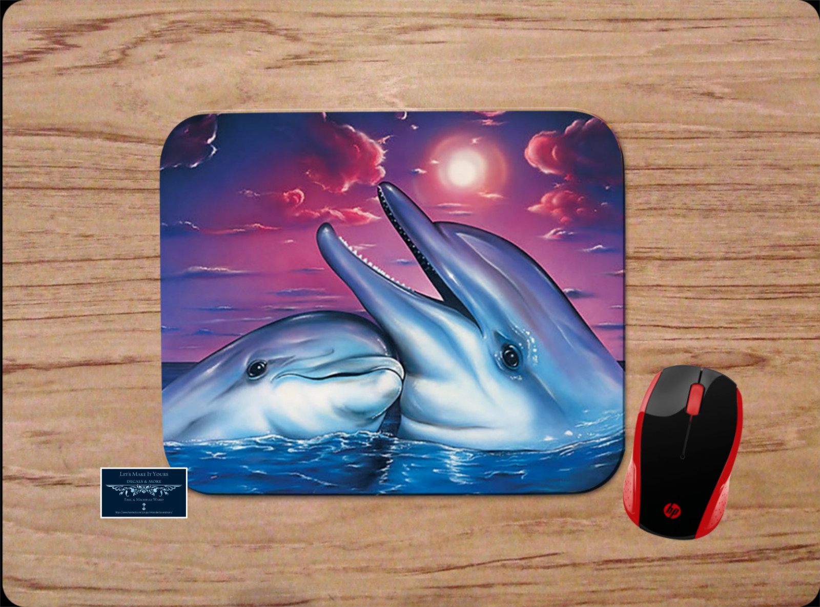 DOLPHINS SUNSET OCEAN SUNSET SCENE BEAUTIFUL MOUSE PAD DESK MAT HOME WORK GIFT