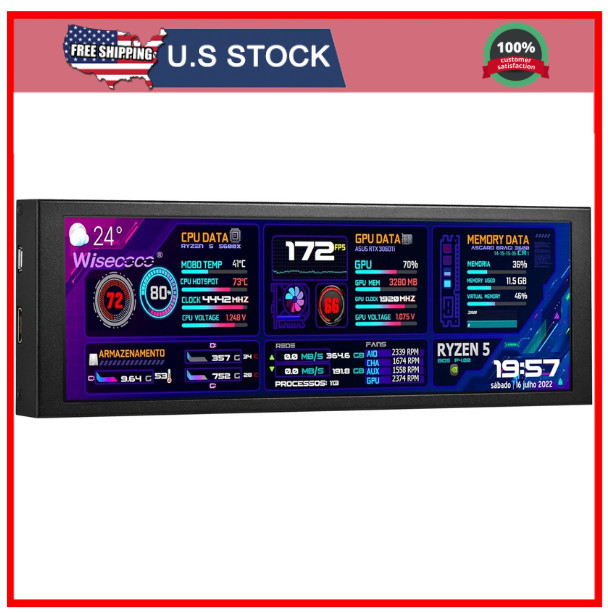 wisecoco 7.84 Inch Mini Monitor HD IPS 1280x400 Secondary Screen Stretched Ba