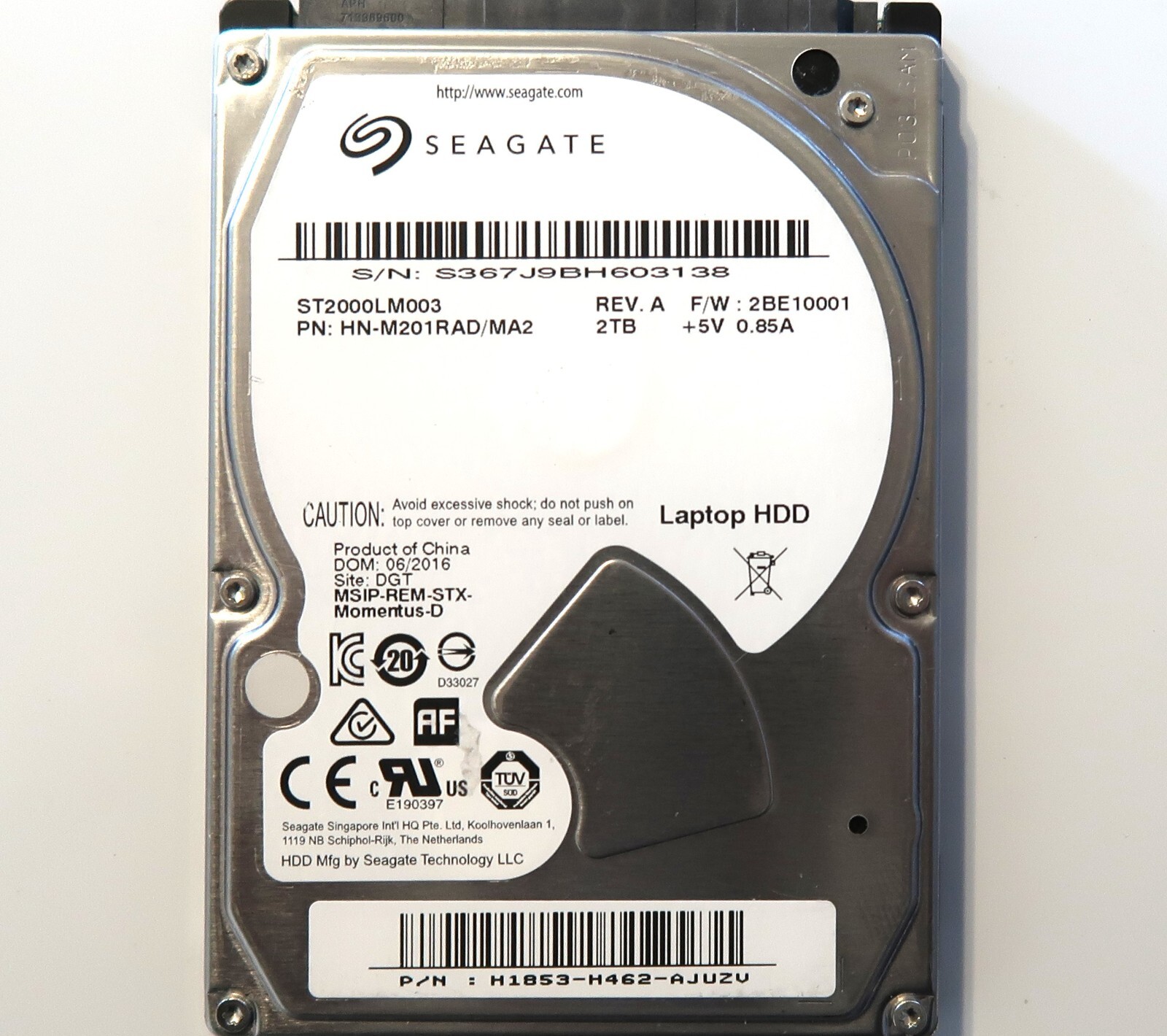 Seagate ST2000LM003 HN-M201RAD/MA2 H1853-H462 2BE10001 2.5" 2000gb 06.2016