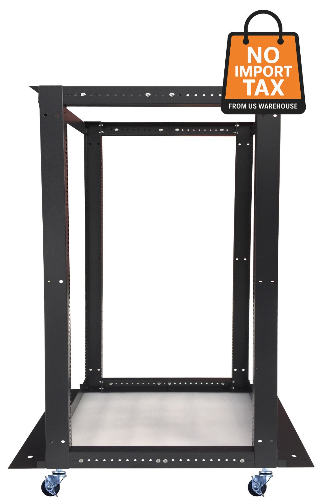 22U 4 Post Open Frame 19" Network Server Rack on Caters Adjustable Depth 24"-37"