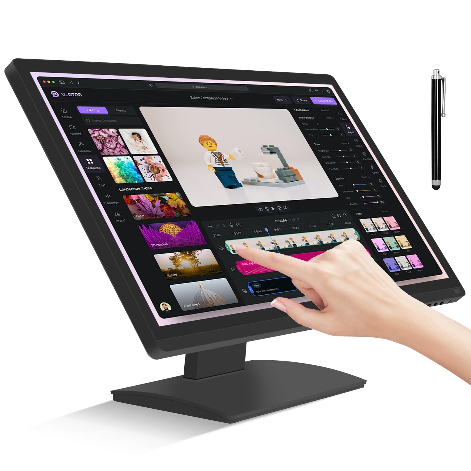 FYHXele 24 Inch Touchscreen Monitor, IPS FHD 1080P Touch PC Black-24"