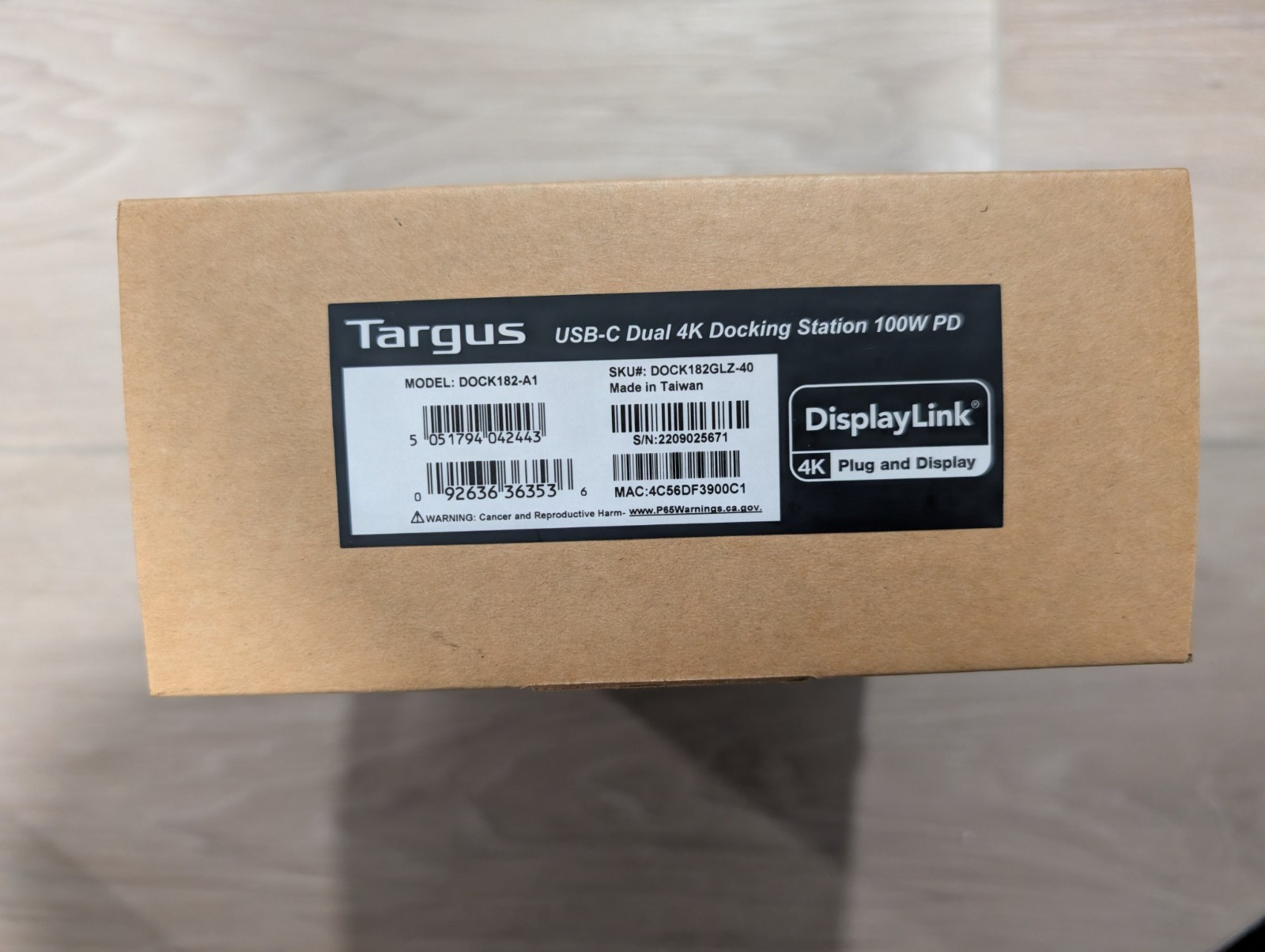 TARGUS Model DOCK182-A1 SKU DOCK182GLZ-40 USB-C Dual 4k Docking Station 100W PD