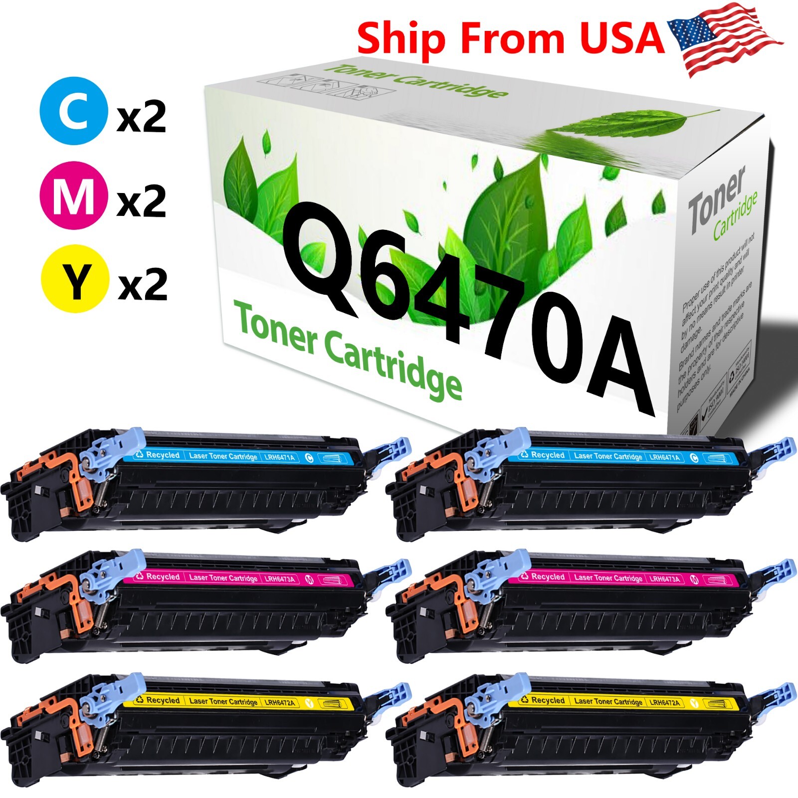 6PK Toner Cartridge replace for HP Q6471A-3A COLOR 3600 3600N Printer