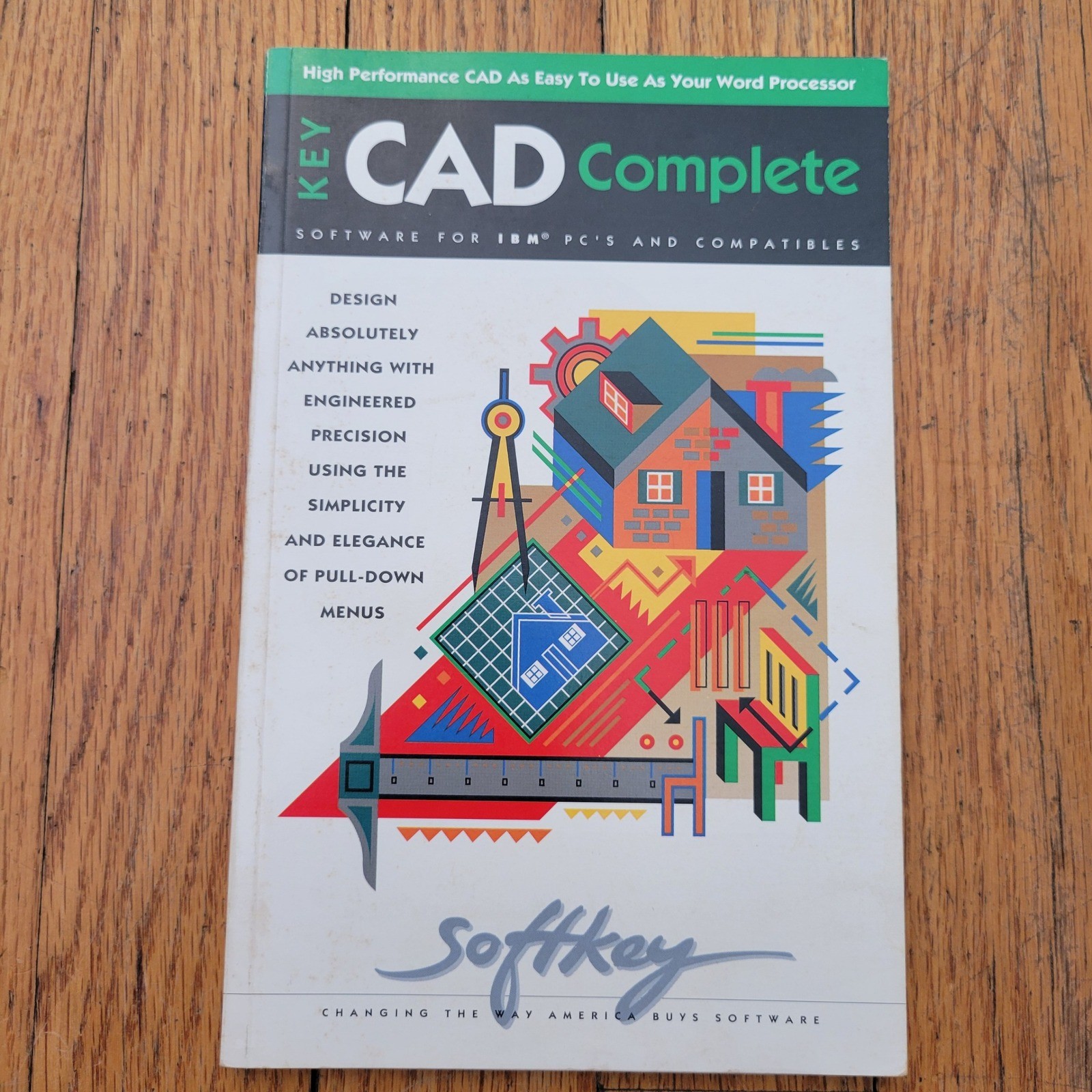Vintage SoftKey Key CAD Complete IBM PC Software Manual 90s Coffee Table Book