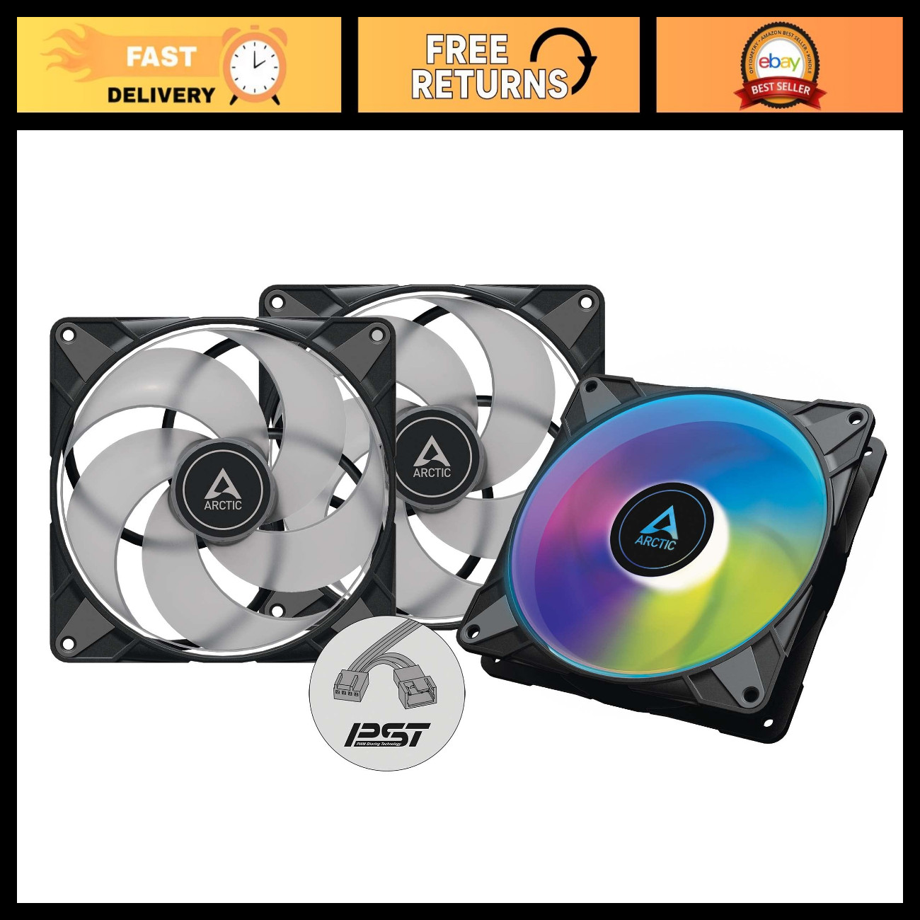 140mm RGB PC Case Fans (3 Pack) - PWM Quiet Cooling, High Airflow, LED Lighting