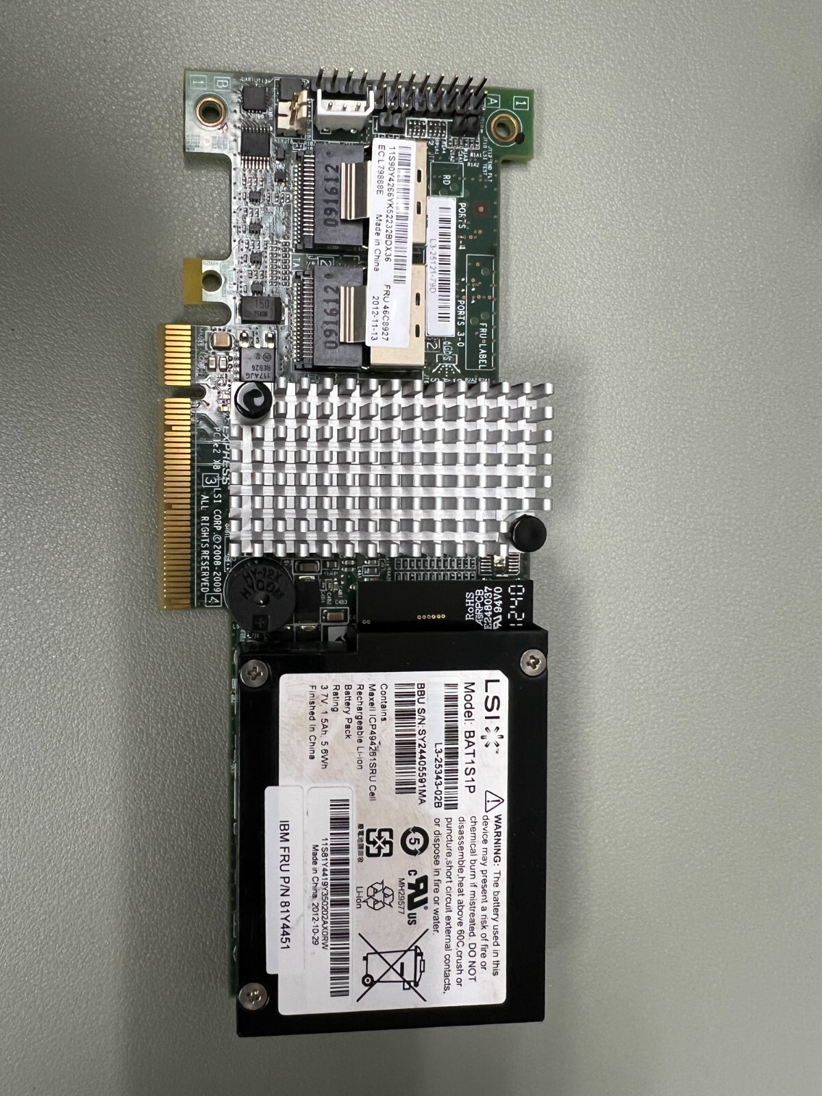IBM 46C8927  LSI L3-25121 SAS PCIe x8 RAID Controller Card