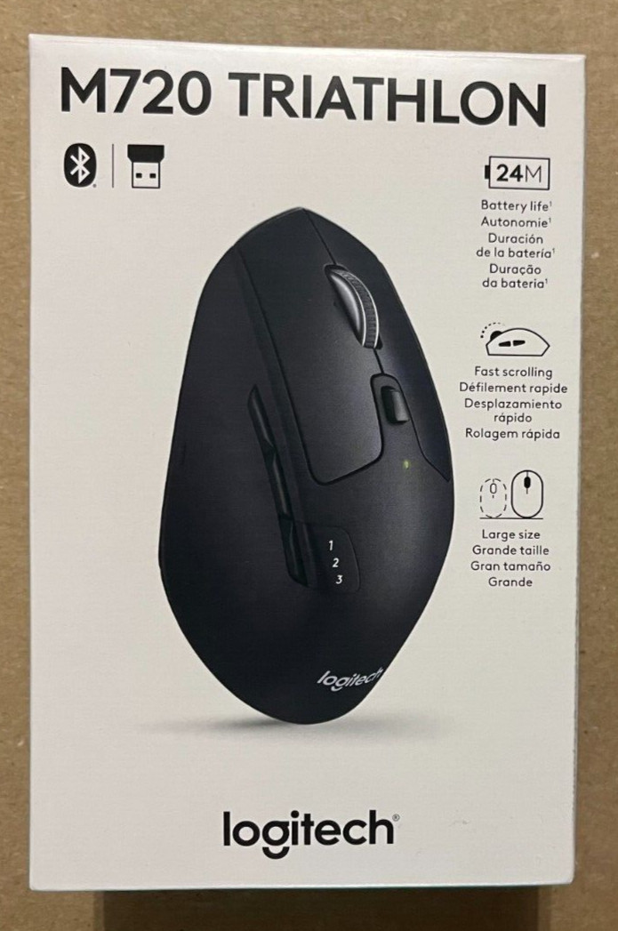 Logitech M720 Triathlon Multi-Device Wireless Bluetooth Mouse With Dongle  (New)