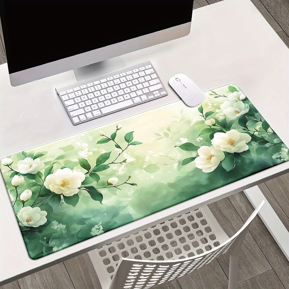 1pc Floral HD Printed Desk Pad, Multi-Functional XXL Mousepad with Keyboard Su