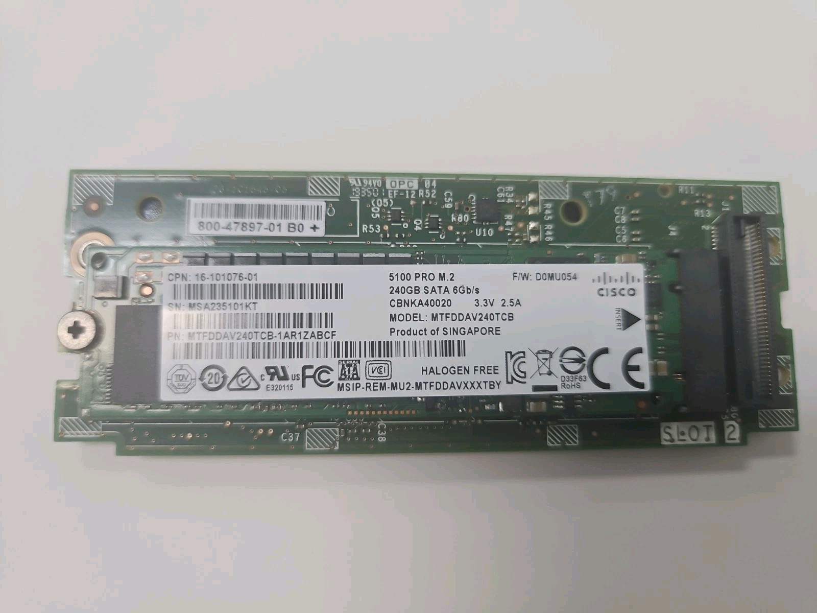Cisco UCS Dual M.2 Boot Drive SSD Adapter with 2x240GB 800-47897-01