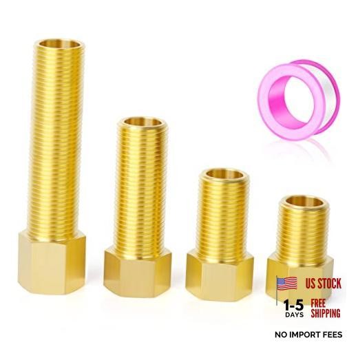 4PCS Extension Pipe Fitting, 1/2" Female 4Pcs Kit（40mm/50mm/70mm/100mm） Brass