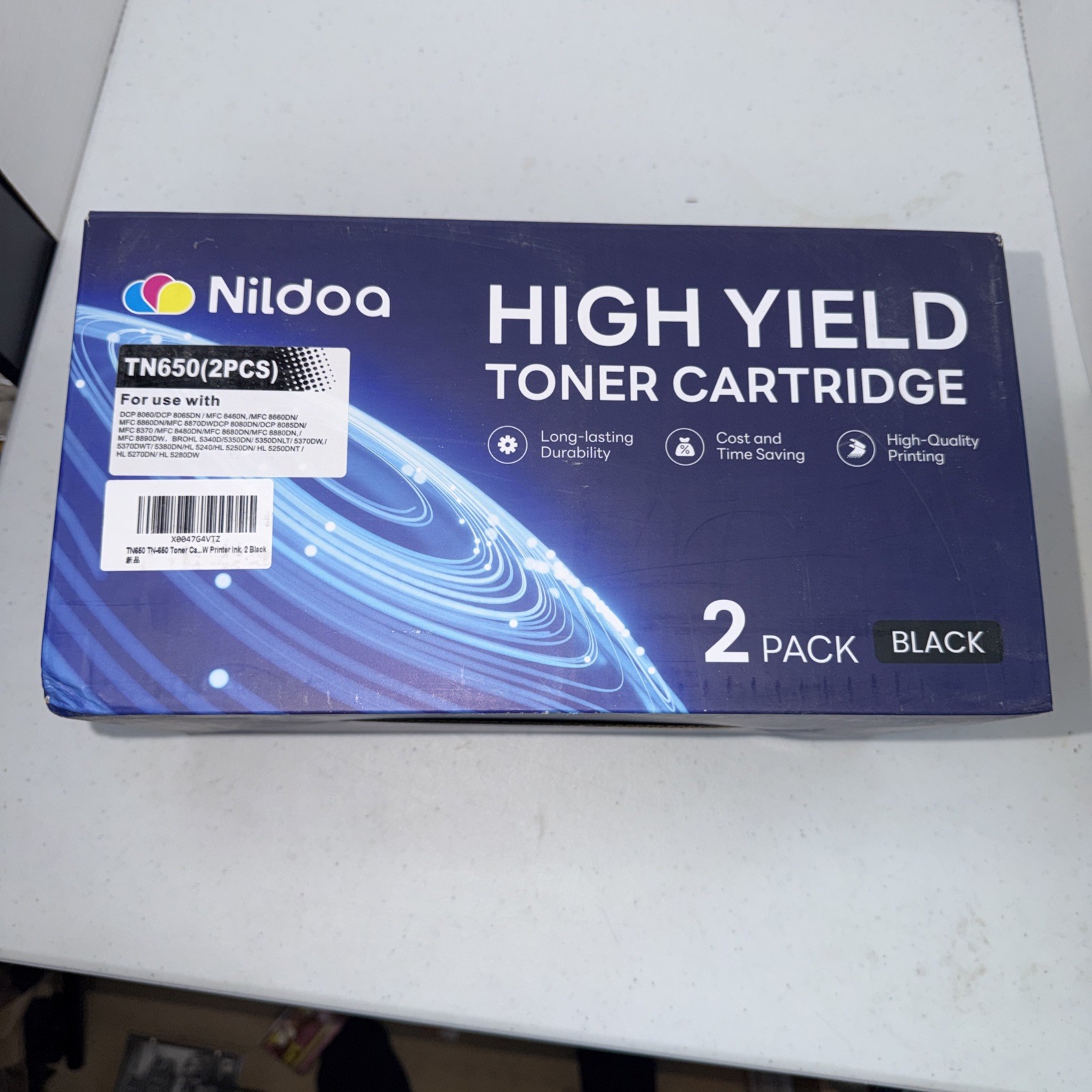 Nildoa High Yield Toner Cartridge High Quality 2 Pack New in Box TN650 Black