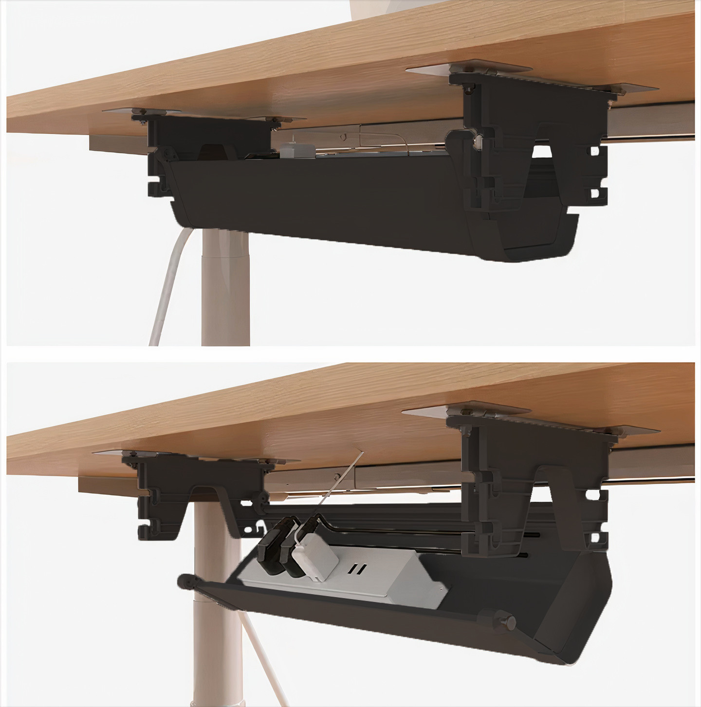Sleek Under Desk Cable and Wire Management Tray powerstrip Holder 21.65” length