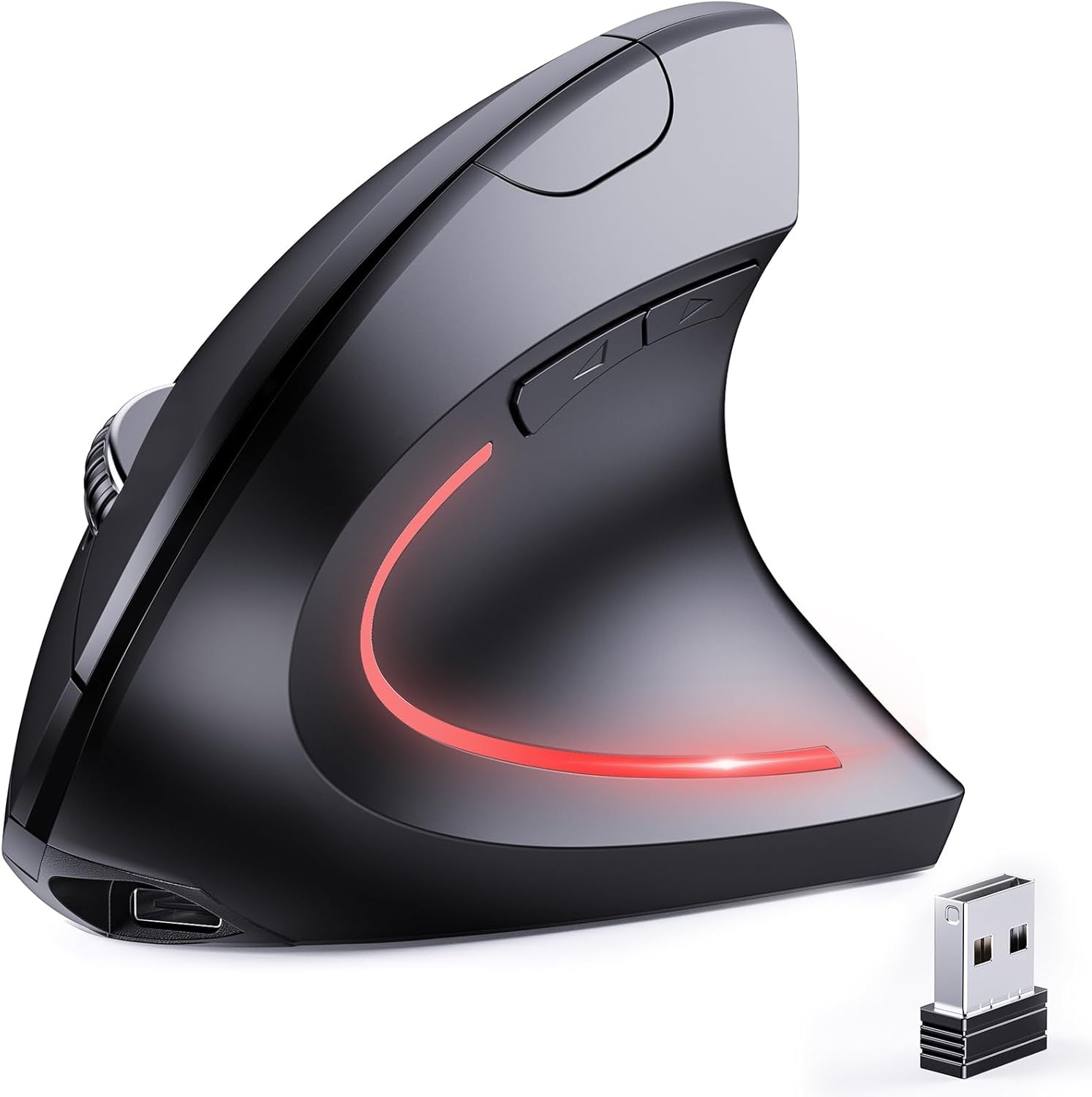 Bluetooth and 2.4G (2-in-1) Rechargeable Wireless Mouse, Ergonomic Black 