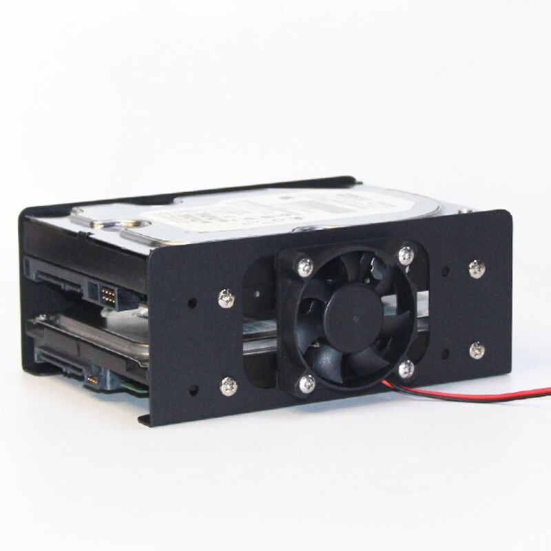 2 Bay 3.5 Inch HDD Hard Drive Rack Holder DIY Bracket Case Caddy with Fan