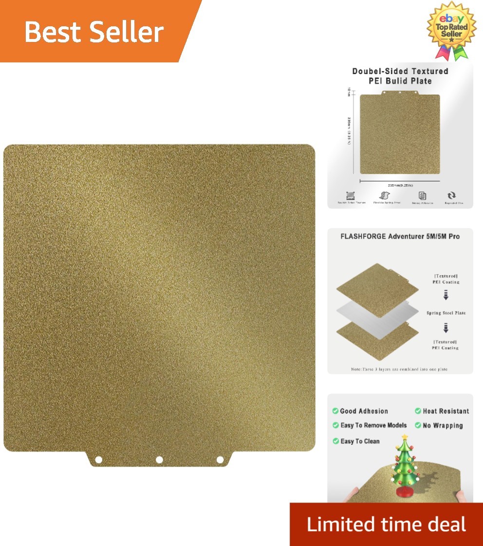 Dual-Sided Textured PEI Build Plate for Flashforge 5M/5M Pro - 235mm x 235mm
