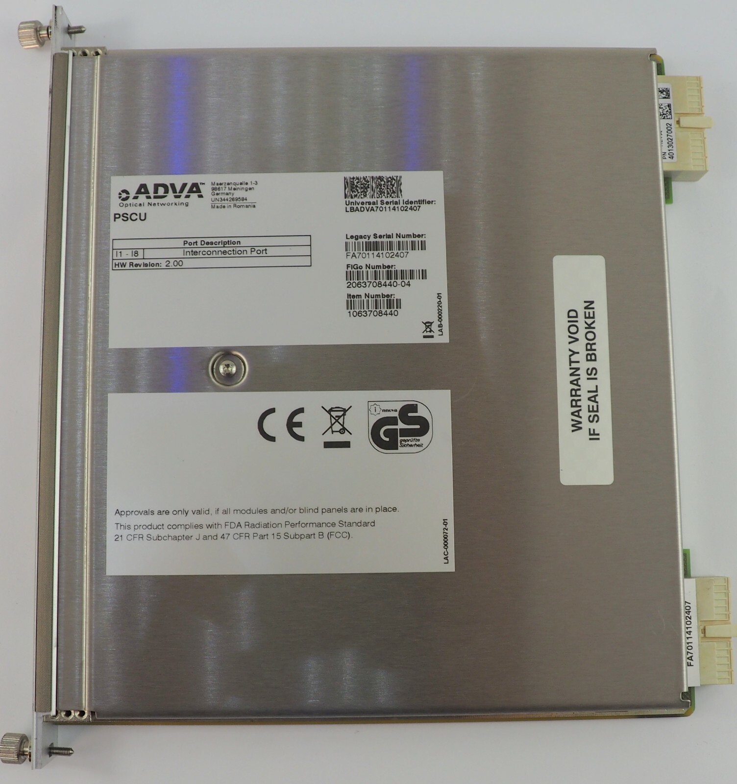 ADVA PSCU Passive Shelf Control Unit  1063708440