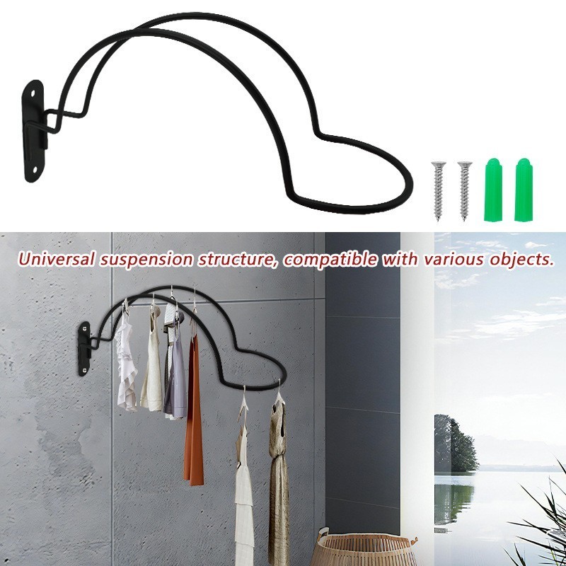 Wall Mount Display Rack - Metal, Black, 29.7x9.5x17cm for Home or Shop