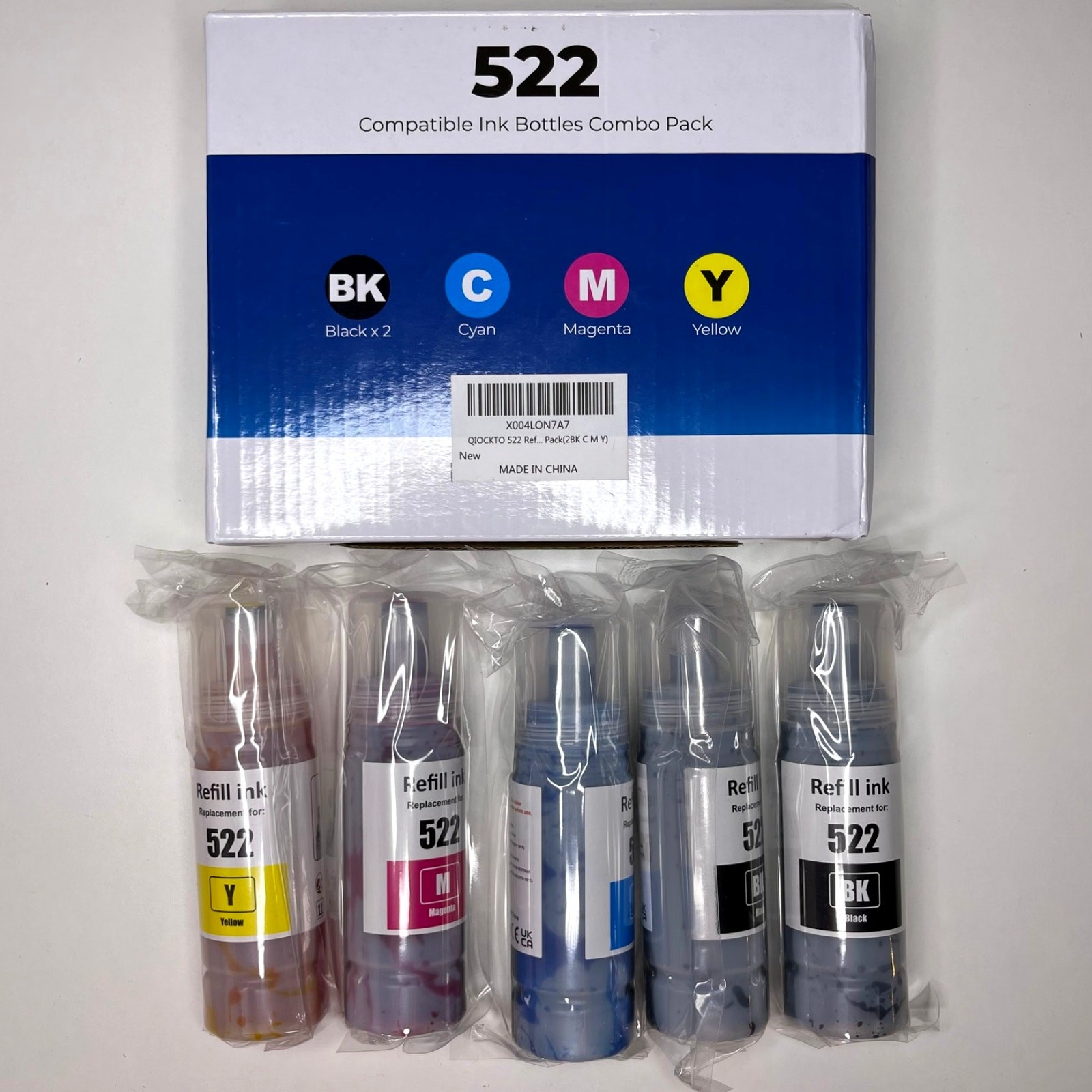 522 Refill Ink Bottles, Replacement Epson Printer Cartridge Compatible 5 Pieces